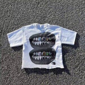 Streetwear oversized fit, teeth pattern men or women y2k t-shirt